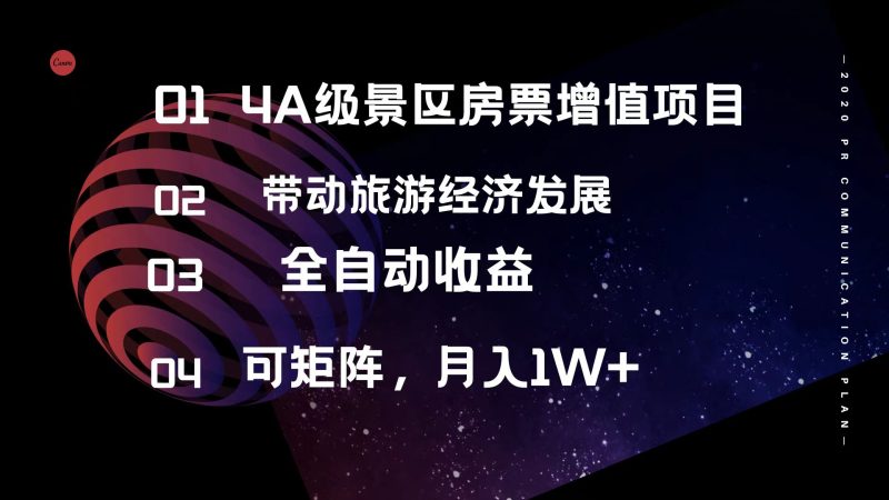 （12172期）4A级景区房票增值项目  带动旅游经济发展 全自动收益 可矩阵 月入1w+| 网创圈