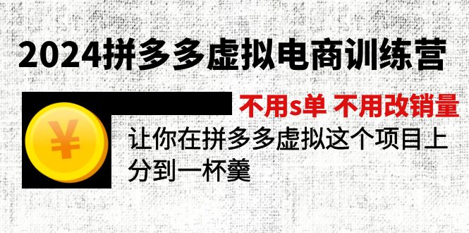（12024期）2024拼多多虚拟电商训练营 不s单 不改销量  做虚拟项目分一杯羹(更新10节)| 网创圈