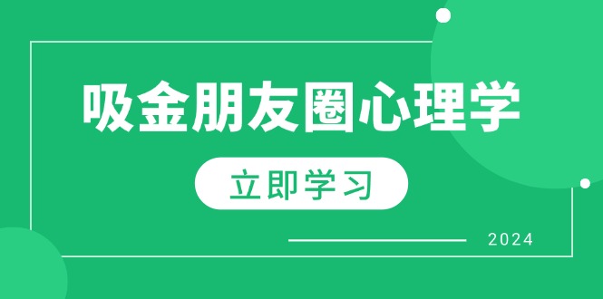 （12899期）朋友圈吸金心理学：揭秘心理学原理，增加业绩，打造个人IP与行业权威| 网创圈