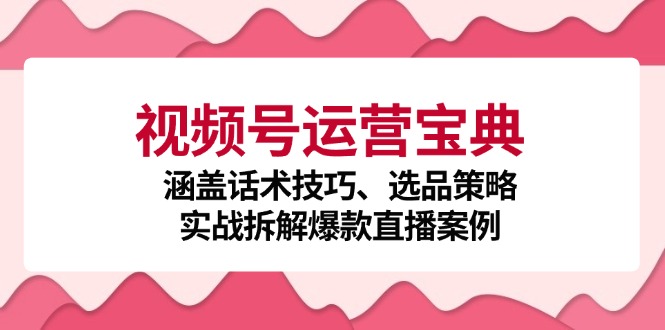 （12808期）视频号运营宝典：涵盖话术技巧、选品策略、实战拆解爆款直播案例| 网创圈