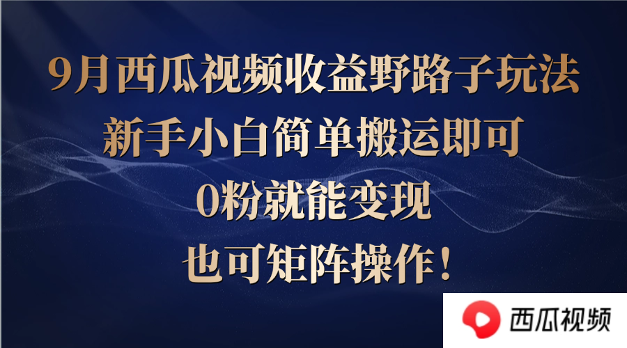 （12760期）西瓜视频收益野路子玩法，新手小白简单搬运即可，0粉就能变现，也可矩…| 网创圈
