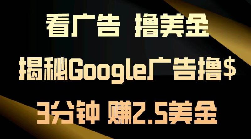 （13114期）看广告，撸美金！3分钟赚2.5美金！日入200美金不是梦！揭秘Google广告…| 网创圈