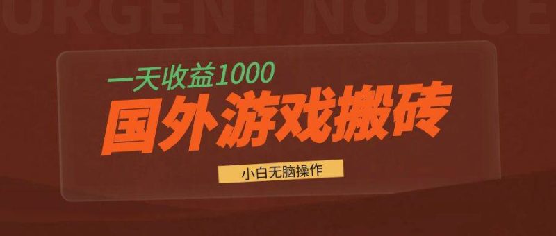 （13321期）国外游戏全自动搬砖，一天收益1000+ 小白无脑操作| 网创圈