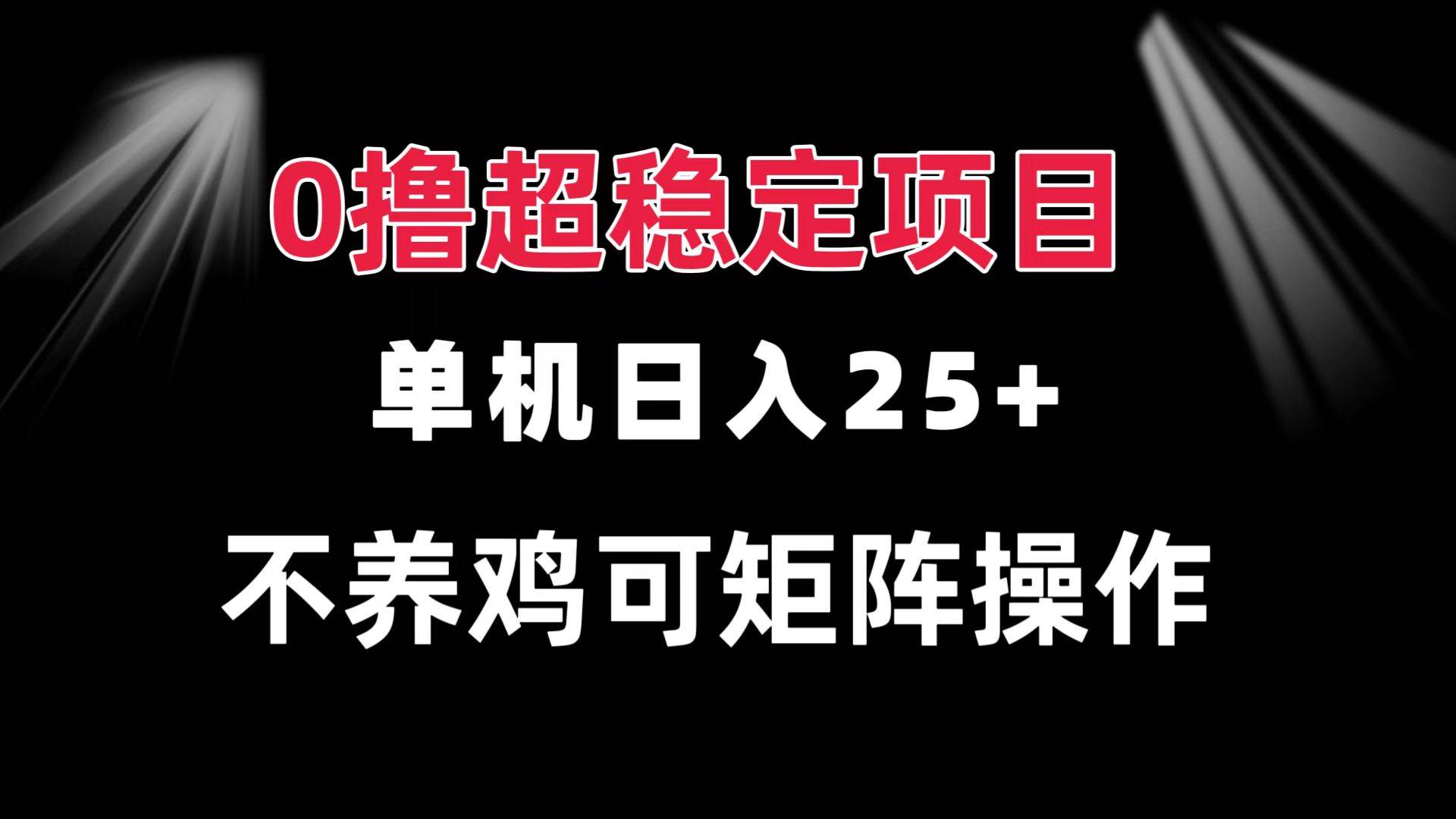 （13355期）0撸项目 单机日入25+ 可批量操作 无需养鸡 长期稳定 做了就有| 网创圈