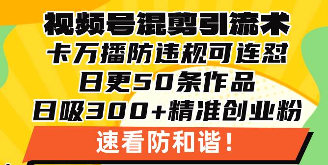 （13400期）视频号混剪引流技术，500万播放引流17000创业粉，操作简单当天学会| 网创圈