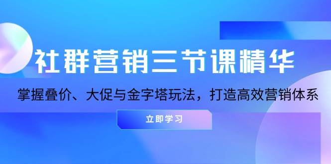 （13431期）社群营销三节课精华：掌握叠价、大促与金字塔玩法，打造高效营销体系| 网创圈