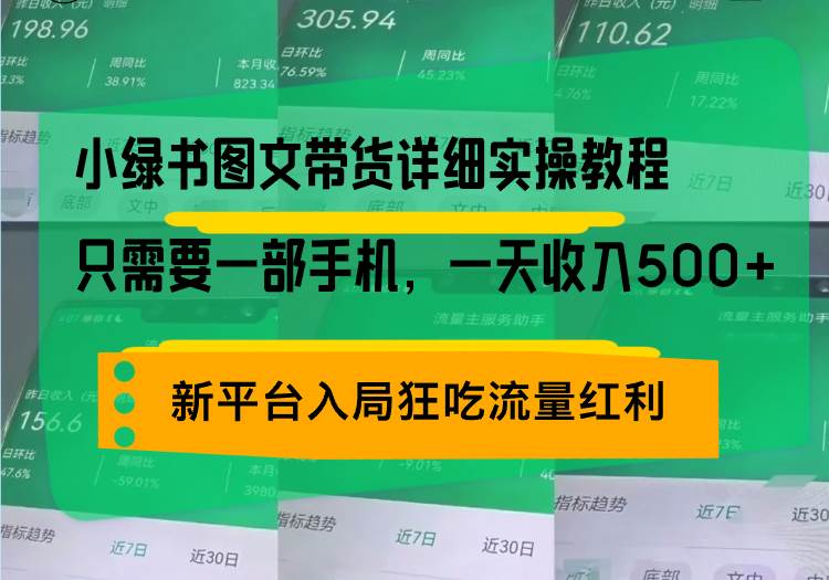 （13509期）小绿书图文带货详细实操教程，只需要一部手机，一天收入500+，轻松变现| 网创圈