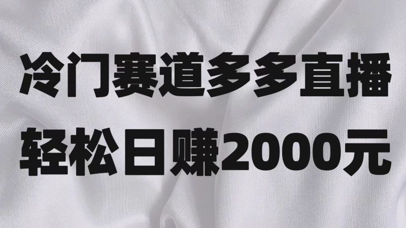 冷门赛道拼多多直播项目，简单念稿子，日收益2000＋| 网创圈