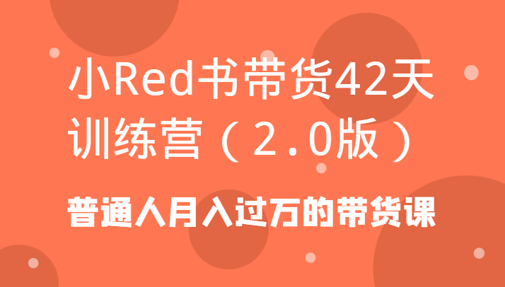 小Red书带货42天训练营（2.0版）普通人月入过万的带货课| 网创圈