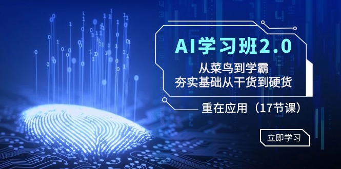 AI学习班2.0：从菜鸟到学霸，夯实基础从干货到硬货，重在应用（17节课）| 网创圈
