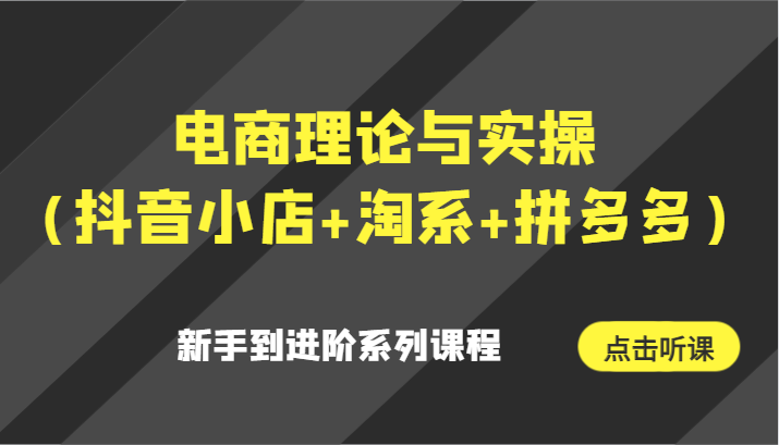 电商理论与实操（抖音小店+淘系+拼多多）新手到进阶系列课程| 网创圈