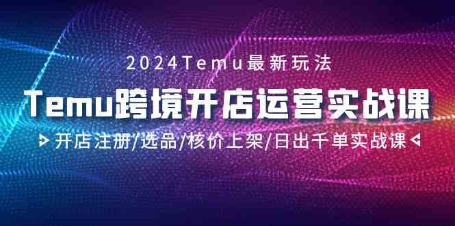 2024Temu跨境开店运营实战课，开店注册/选品/核价上架/日出千单实战课| 网创圈
