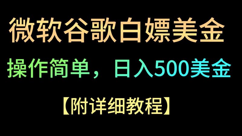 微软谷歌项目3.0，轻松日赚500+美金，操作简单，小白也可轻松入手！| 网创圈