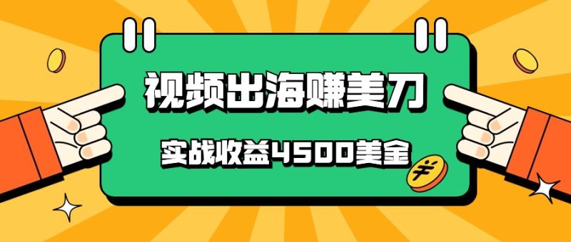 国内爆款视频出海赚美刀，实战收益4500美金，批量无脑搬运，无需经验直接上手| 网创圈