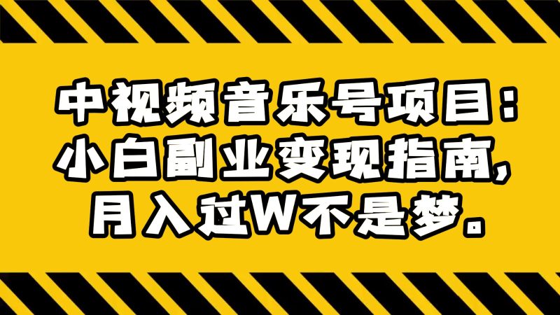 中视频音乐号项目：小白副业变现指南，月入过W不是梦。| 网创圈