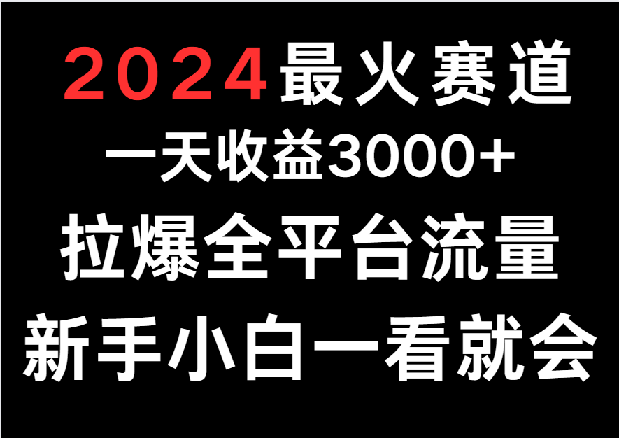2024最火赛道，一天收一3000+.拉爆全平台流量，新手小白一看就会| 网创圈
