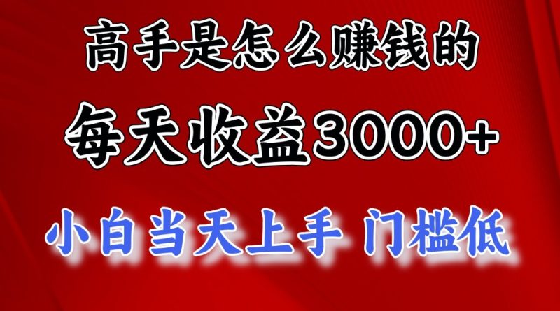 高手是怎么一天赚3000+的，小白当天上手，翻身项目，非常稳定。| 网创圈