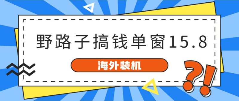 海外装机，野路子搞钱，单窗口15.8，亲测已变现10000+| 网创圈