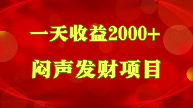 闷声发财，一天收益2000+，到底什么是赚钱，看完你就知道了| 网创圈