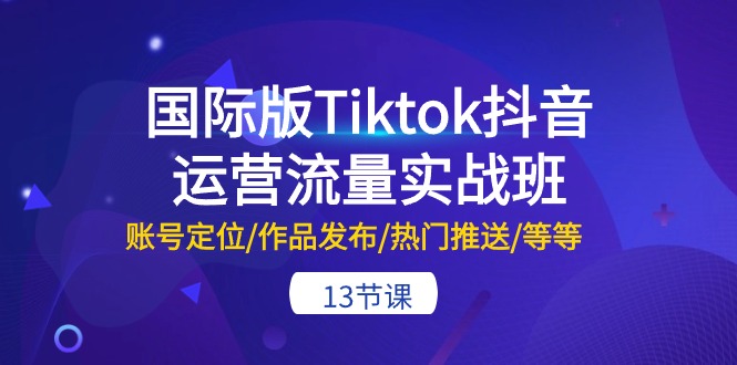 国际版Tiktok抖音运营流量实战班：账号定位/作品发布/热门推送/等等（13节）| 网创圈