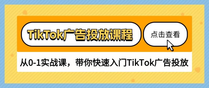 TikTok广告投放课程，从0-1实战课，带你快速入门TikTok广告投放（30节课）| 网创圈
