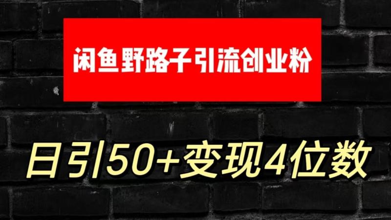 大眼闲鱼野路子引流创业粉，日引50+单日变现四位数| 网创圈