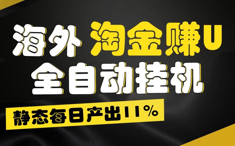 海外淘金赚U，全自动挂机，静态每日产出11%，拉新收益无上限，轻松日入1万+| 网创圈