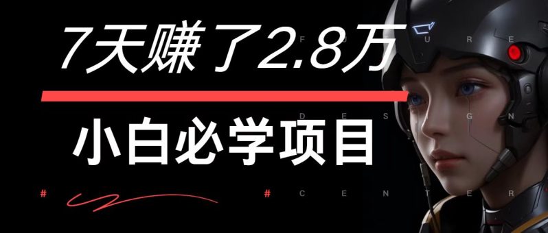 7天赚了2.8万！每单利润最少500+，轻松月入7万+小白有手就行| 网创圈