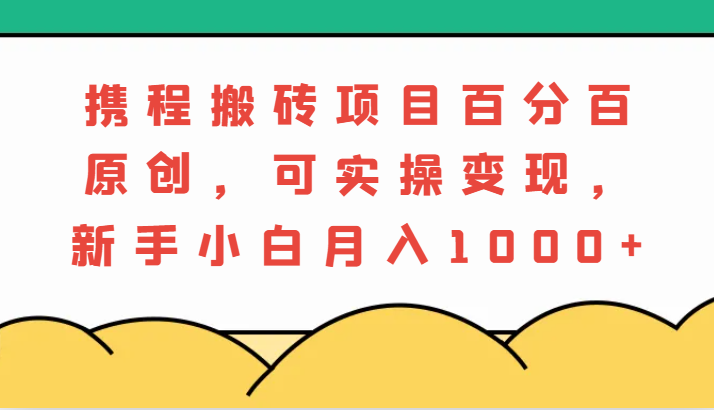 携程搬砖项目，百分百原创，可实操变现，新手小白月入1000+| 网创圈