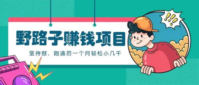 一个人就能操作的野路子赚钱项目，零成本零门槛坚持做，跑通后一个月小几千！| 网创圈