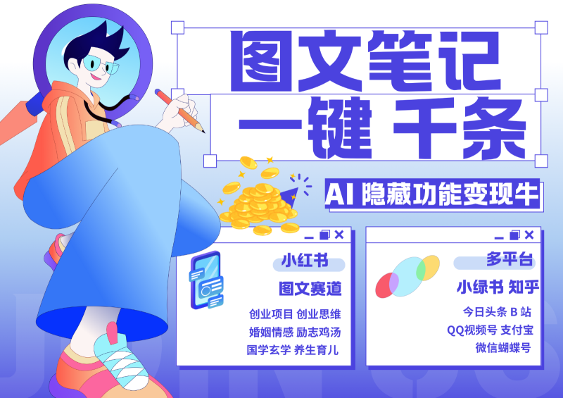 1键生成数千条图文 创业国学 秒生笔记 小红书小绿书图文 轻松引流 变现30000+| 网创圈