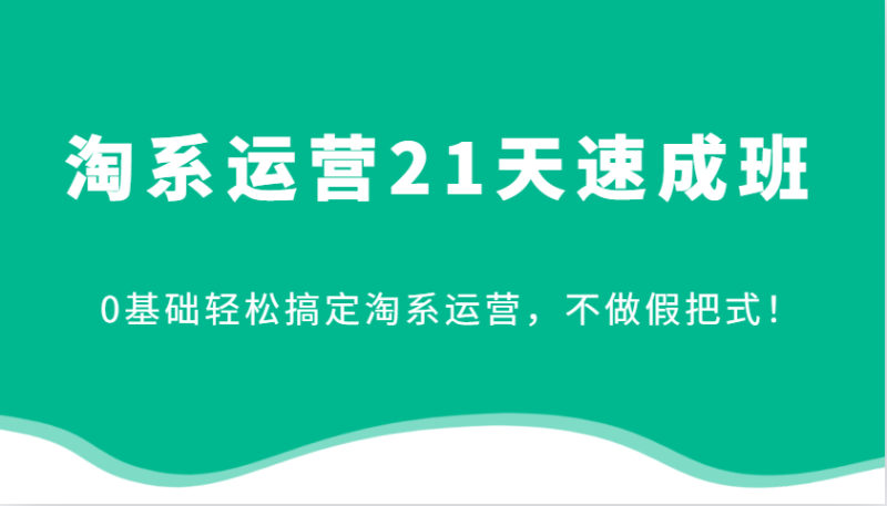 淘系运营21天速成班，0基础轻松搞定淘系运营，不做假把式！| 网创圈