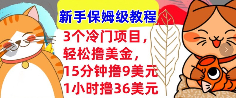 3个冷门项目，轻松撸美刀，1小时撸36刀，新手保姆级教程| 网创圈