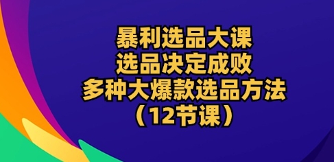 暴利选品大课：选品决定成败，教你多种大爆款选品方法(12节课)| 网创圈