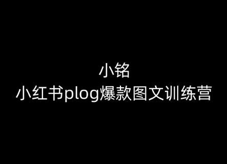 小铭-小红书plog爆款图文训练营，教你从0-1做小红书| 网创圈
