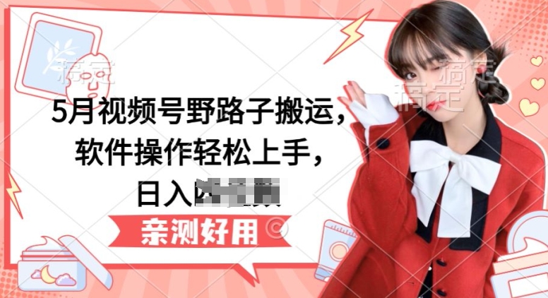 5月视频号野路子搬运，软件操作轻松上手，日入三位数【揭秘】| 网创圈