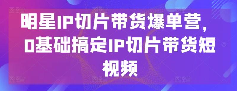 明星IP切片带货爆单营，0基础搞定IP切片带货短视频| 网创圈