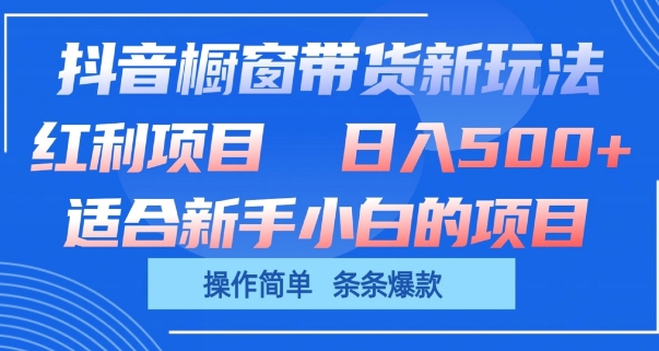 抖音橱窗带货新玩法，单日收益几张，操作简单，条条爆款【揭秘】| 网创圈