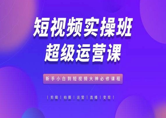 短视频实操班超级运营课，新手小白到短视频大神必修课程| 网创圈