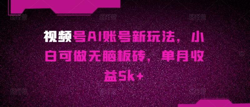 视频号AI账号新玩法，小白可做无脑板砖，单月收益5k+| 网创圈