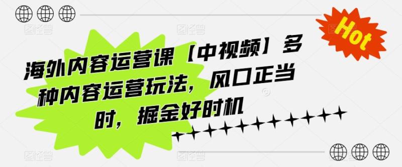 海外内容运营课【中视频】多种内容运营玩法，风口正当时，掘金好时机| 网创圈