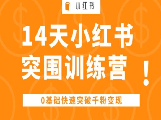 14天小红书突围训练营 ，0基础快速突破千粉变现| 网创圈