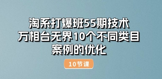 淘系打爆班55期技术：万相台无界10个不同类目案例的优化(10节)| 网创圈