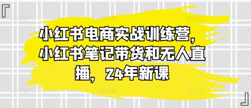 小红书电商实战训练营，小红书笔记带货和无人直播，24年新课| 网创圈