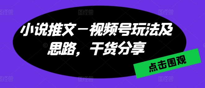 小说推文—视频号玩法及思路，干货分享| 网创圈