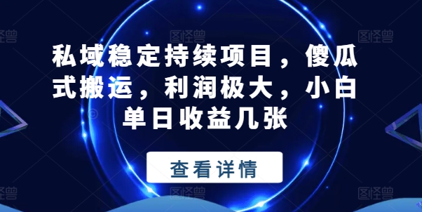 私域稳定持续项目，傻瓜式搬运，利润极大，小白单日收益几张【揭秘】| 网创圈