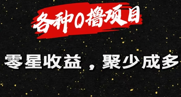 各种0撸项目零星收益，聚少成多| 网创圈