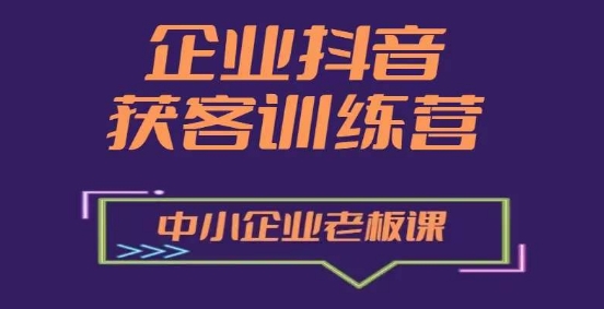 企业抖音营销获客增长训练营，中小企业老板必修课| 网创圈