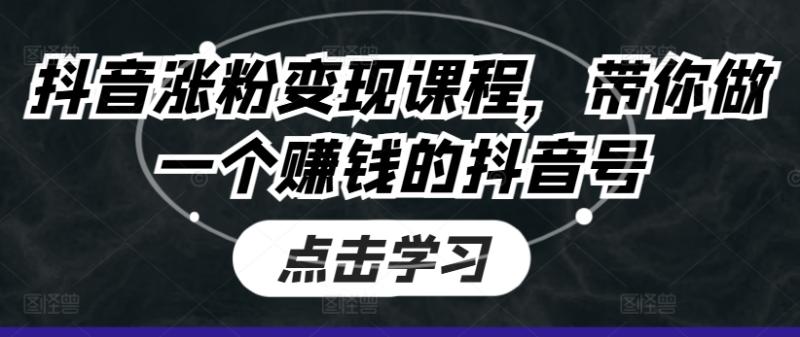 抖音涨粉变现课程，带你做一个赚钱的抖音号| 网创圈