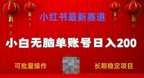 小红书最新赛道，小白无脑单账号日入200，长期稳定项目| 网创圈